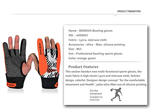 Professional Anti-Skid Bowling Gloves Comfortable Bowling Accessories Semi-Finger Instruments Sports Gloves Mittens for Bowling Orange Medium - BeesActive Australia