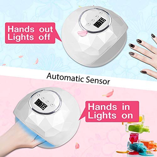 86W LED UV Nail Lamp, Fast Nail Dryer with Automatic Sensor for Fingernails and Toenails - 4 Timer Setting and LCD Display Professional Gel Nail Polish Curing Light Lamp for Nail Lovers Salon Use White-86w - BeesActive Australia