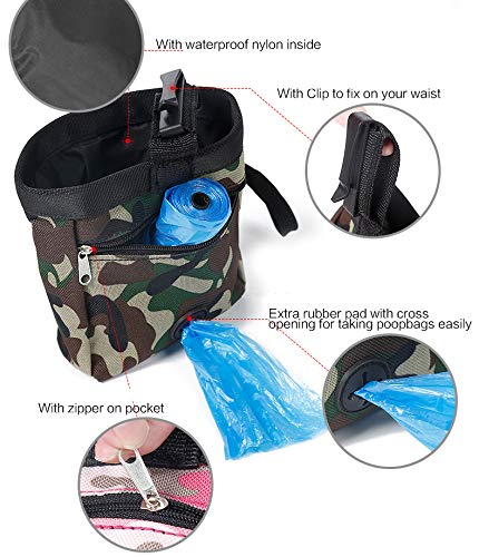 Dog Treat Pouch for Training Dog Puppy Waist Bag Built-in Poop Bag Dispenser Pet Toys Kibble Snack Storage Carrier Holder Drawstring Dog Treat Tote Reward Pocket Bait Bag with Clip Waist Belt Green - BeesActive Australia