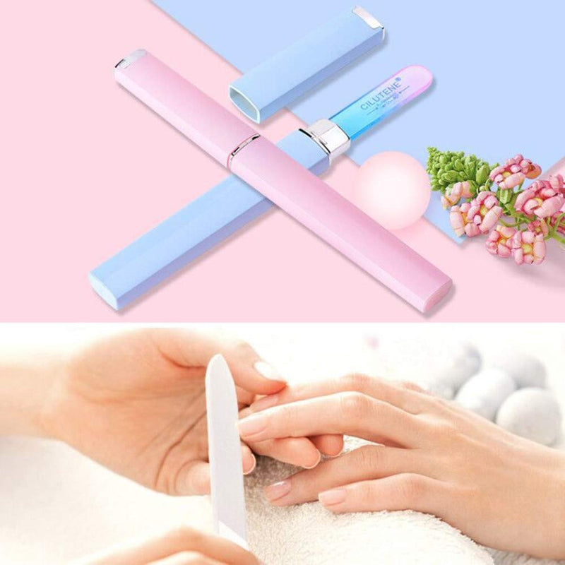 SDFSX Glass Nail File with Case Professonal Nail Files Tempered Glass Nail File High-end Nail Shop Dedicated Nail Tool for Gentle Professional Manicure Nail Care Nail File - BeesActive Australia