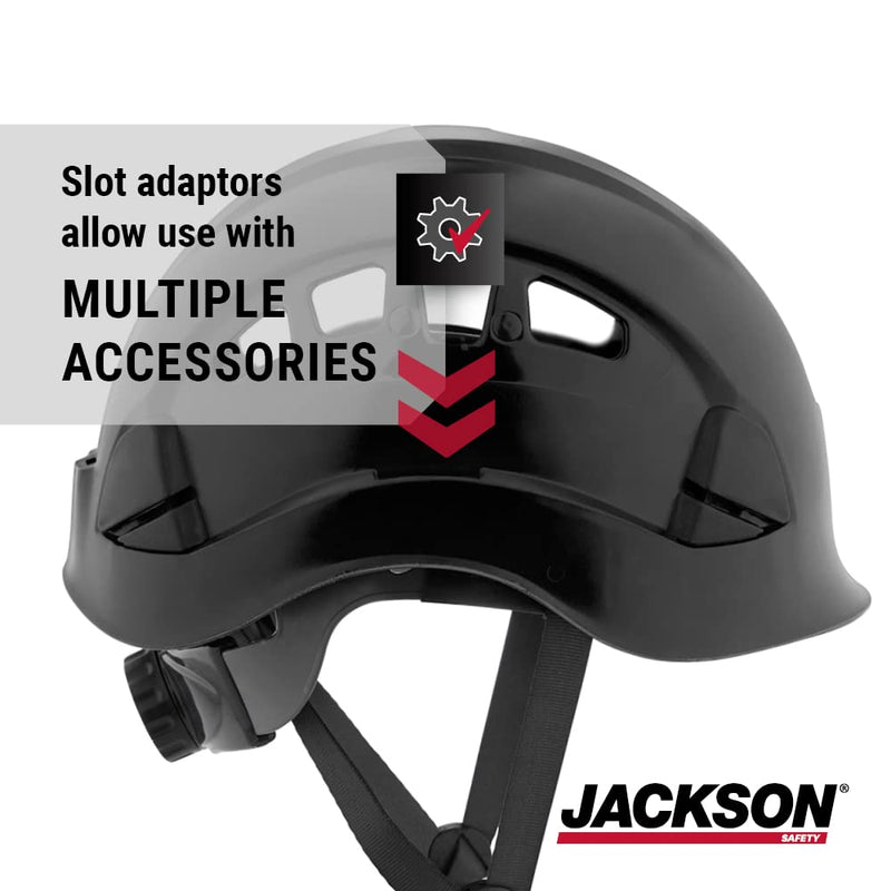 Jackson Safety CH-400V Hard Hat, Industrial"Climbing" Style, 6-pt.Suspension, Vented, Black, 20927 - BeesActive Australia