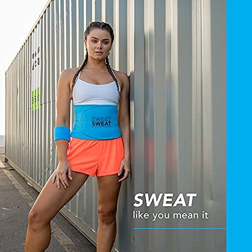 Sweet Sweat Waist Trimmer 'Neon' Series | Premium Waist Trainer Band for Men & Women Neon Blue Small - BeesActive Australia