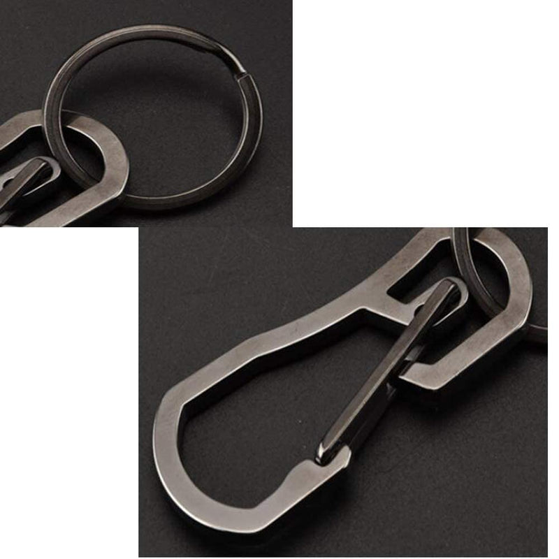 Alsmiley Carabiner Clip Retractable Ring Set Titanium KeyChain Quick Release Hooks for Men Women 1 Pack Black - BeesActive Australia