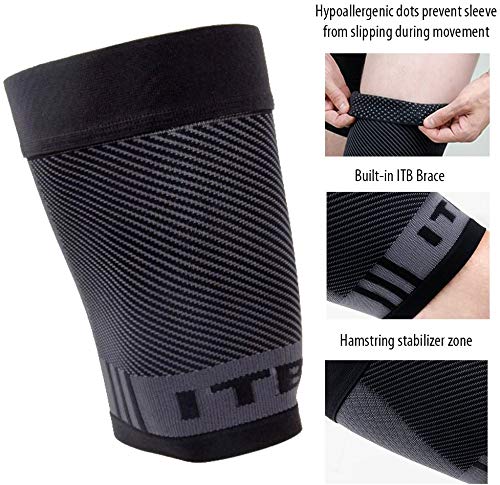OrthoSleeve Thigh Quad Iliotibial Band Brace for Thigh Pain, Hamstring Weakness and ITB Syndrome Large Black - BeesActive Australia
