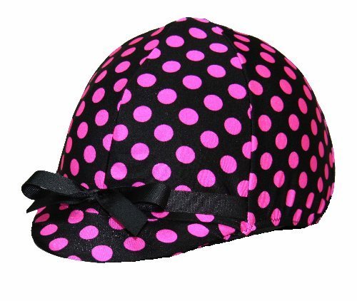 [AUSTRALIA] - Equestrian Riding Helmet Cover - Hot Pink and Black Polka Dots 