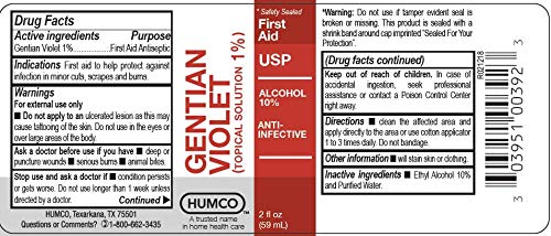 Humco K967380 Gentian Violet (TOPICAL SOLUTION 1%) 2 FL OZ, Pack of 1 - BeesActive Australia