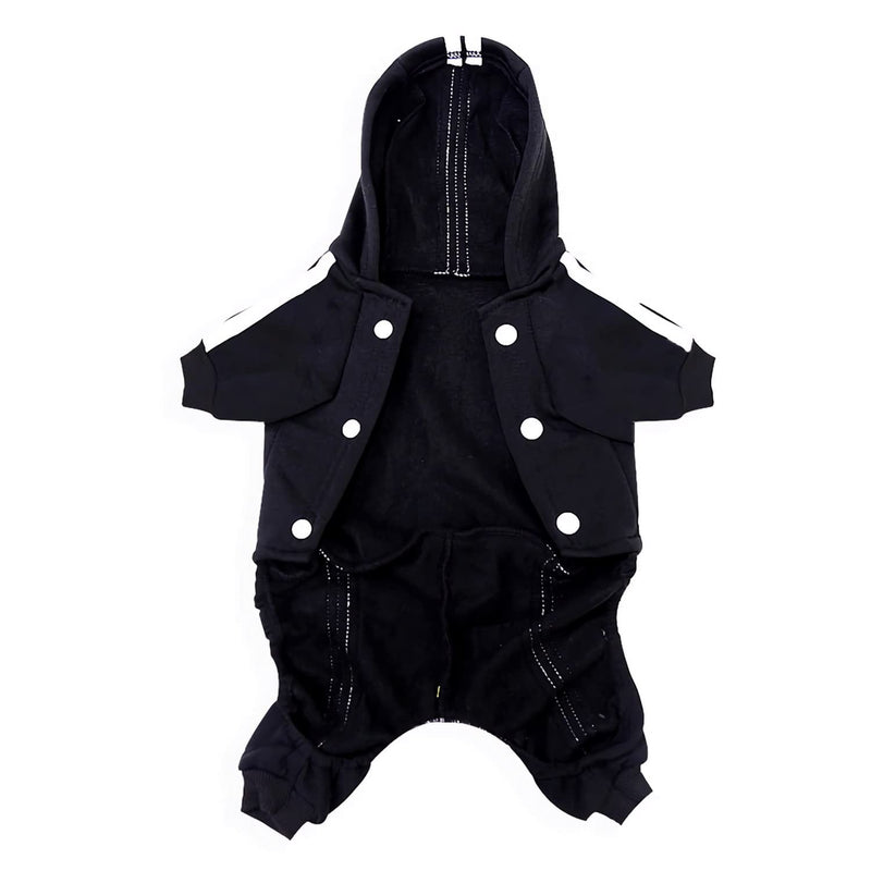 Pet Cat Dog Cute Outfit Clothes Hoodie Jumpsuit Tracksuit Jacket Winter Sweater 4-Legs Style Black for Puppy Small to Medium Dogs Boy and Girl Large - BeesActive Australia