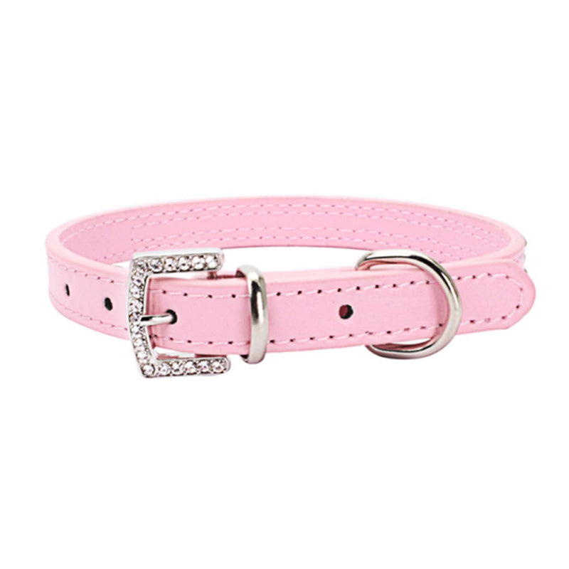 THAIN Rhinestones Dog Cat Collar Bling Diamond with Rhinestone Crown Decoration for Small Medium Large Dogs S(Length 10"-13") Pink - BeesActive Australia
