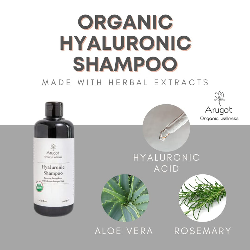 Arugot Organic (USDA Certified) Shampoo, Made in Israel | Moisturizes and Strengthens Damaged Hair, Nourishes Scalp for Growth - Anti Thinning & Volumizing for Men & Women - 16.9 fl oz. - BeesActive Australia