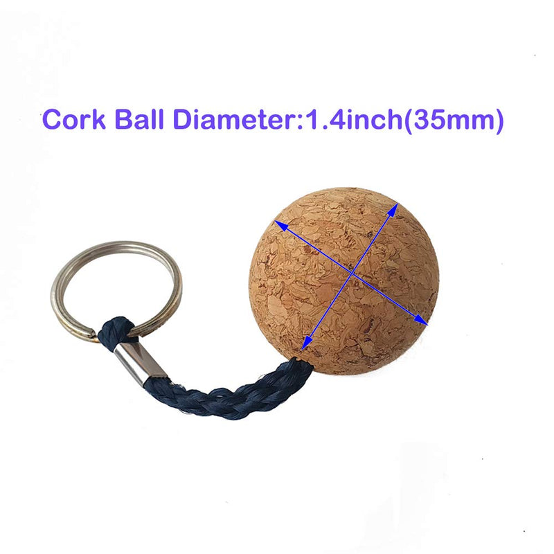35mm Floating Cork Ball Keyring Float Keychain for Kayaking Boating Fishing Kite Surfing Sailing Kayak, Pack of 2 - BeesActive Australia