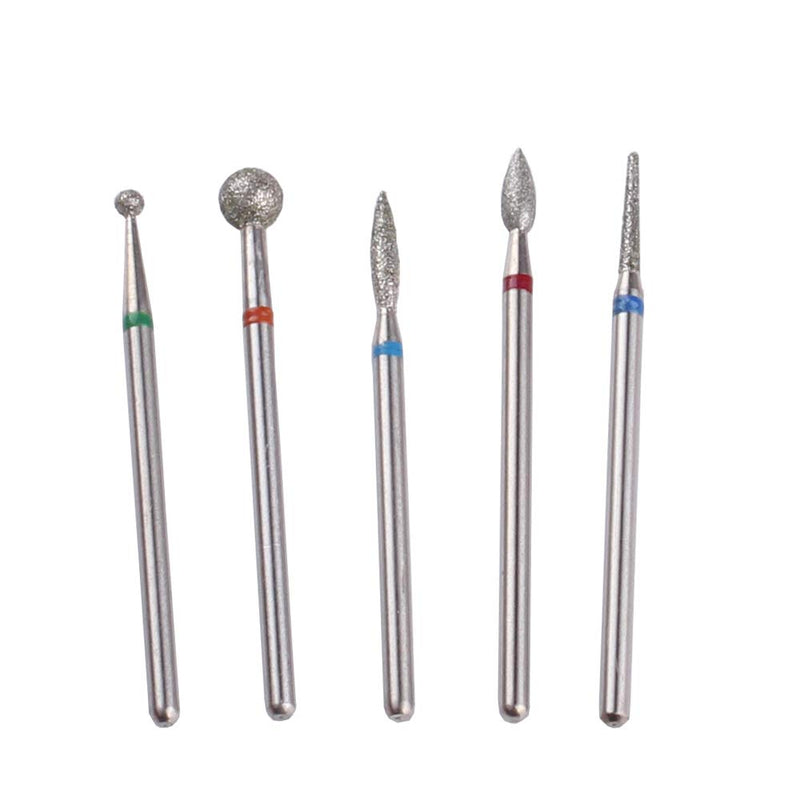 MZCMSL Diamond Cuticle Nail Drill Bits,5pcs Russian Manicure Drill Bits(Ball/Flame/Needle),3/32 Shank Cuticle Remover Bit Kit Russian Cuticle Bits - BeesActive Australia