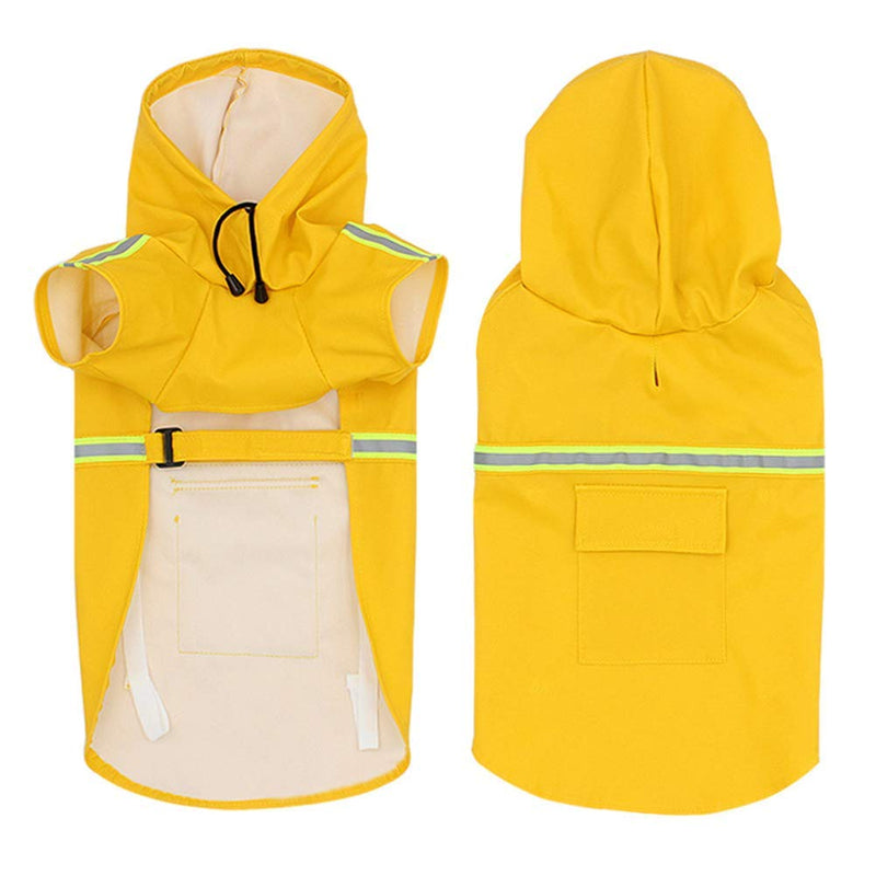 Dog Raincoat Leisure Waterproof Lightweight Reflective Rain Jacket with Hoodie for Small Medium Large Dogs XX-Large Yellow - BeesActive Australia