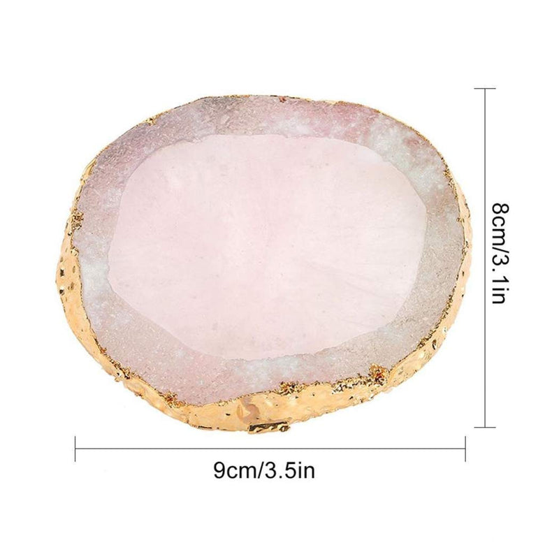 MISUD Resin Stone Nail Art Palette, Nail Polish Cosmetic Palette Golden Edge Pigment Mixing Plate Paint Drawing Color Dish Manicure Nail DIY Tool(Pink) Pink - BeesActive Australia