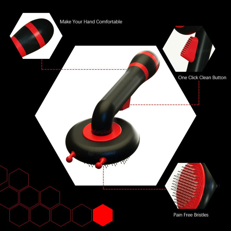 Cat Brush for Self Cleaning Shedding and Grooming, Unique Bee Brush with 184 Massage Needles, Soft Handle，Easily Removes Mats or Loose Undercoat Hairs for Long& Short Haired Dogs and Cats(Black) - BeesActive Australia