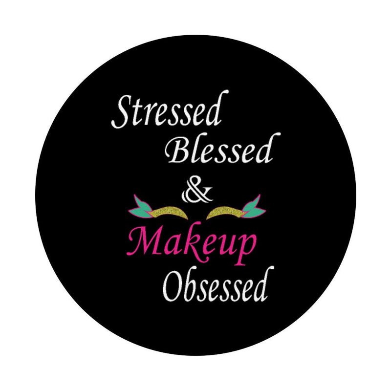 Makeup Obsessed Lover Mermaid Eye Mascara Eyelash Eyebrow PopSockets Grip and Stand for Phones and Tablets Black - BeesActive Australia