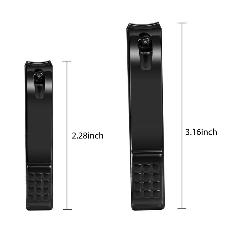 Nail Clippers Set, Sharp Stainless Steel Fingernail and Toenail clippers, Black Nail Cutter, Large and Small 2 Piece Set. (Large/Small) - BeesActive Australia