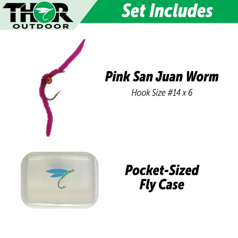 Thor Outdoor San Juan Worm - 6 Pc Trout Fly Fishing Set - Beaded Pink, Hook Size #14 - Wet Nymph Fly Ideal for Panfish and Trout - BeesActive Australia