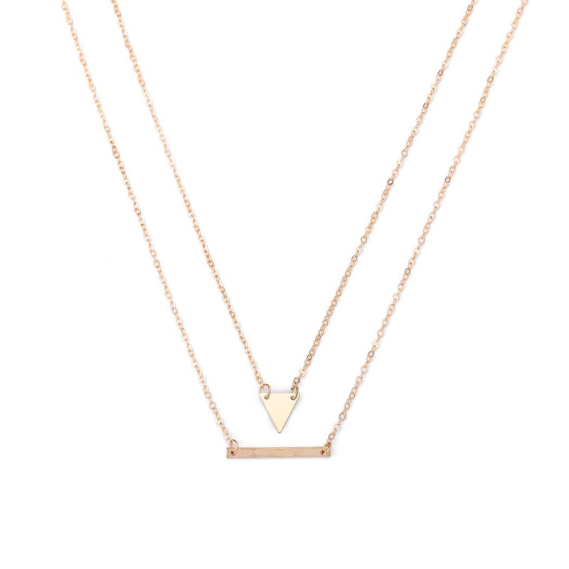 Jovono Multilayered Bar Triangle Pendant Necklaces Fashio Necklace Chain Jewelry for Women and Girls (Gold) Gold - BeesActive Australia