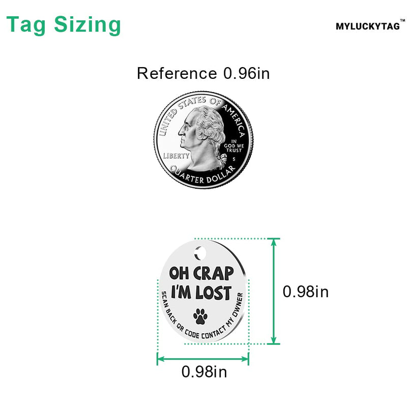 MYLUCKYTAG Stainless Steel QR Code Pet ID Tags Cat Tags - Pet Online Profile - Scan QR Receive Instant Pet Location Alert Email Im Lost,silver - BeesActive Australia