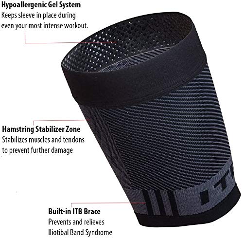 OrthoSleeve Thigh Quad Iliotibial Band Brace for Thigh Pain, Hamstring Weakness and ITB Syndrome Large Black - BeesActive Australia