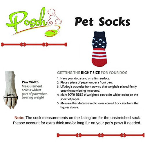 Posch Anti-Slip Knit Socks for Pets with Traction Soles for Indoor Wear. Slip On Paw Protectors for Small and Medium Breed Dogs. Stars and Stripes - BeesActive Australia