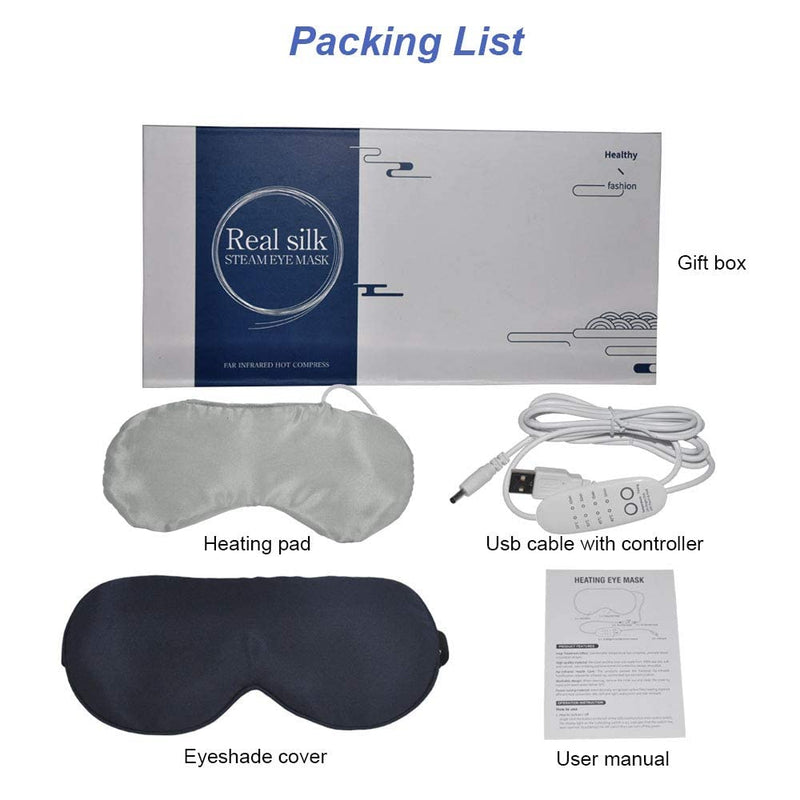 Silk Heated Eye Mask, PJYU Hot Eye Compress for Dry Eyes, Puffy Eyes, Blepharitis Treatment, Relieve Eye Strain, Styes Eye, MGD and Dry Eye Syndrome (Navy Blue) - BeesActive Australia