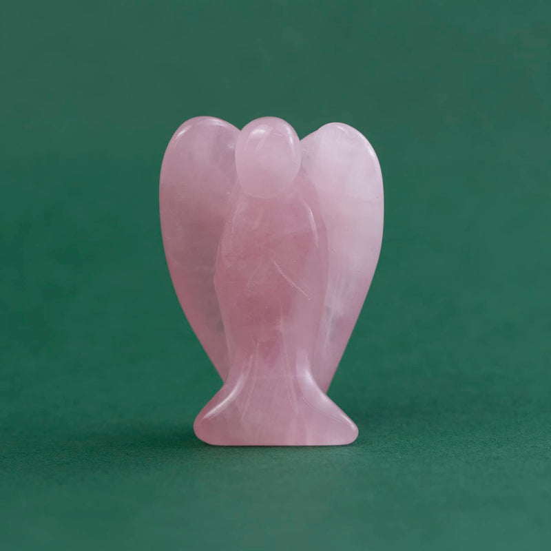 Ouubuuy Natural Rose Quartz Crystal Angel Pocket Guardian Angel Figurines Gift for Reiki Healing 1.5“ Pink Quartz - BeesActive Australia