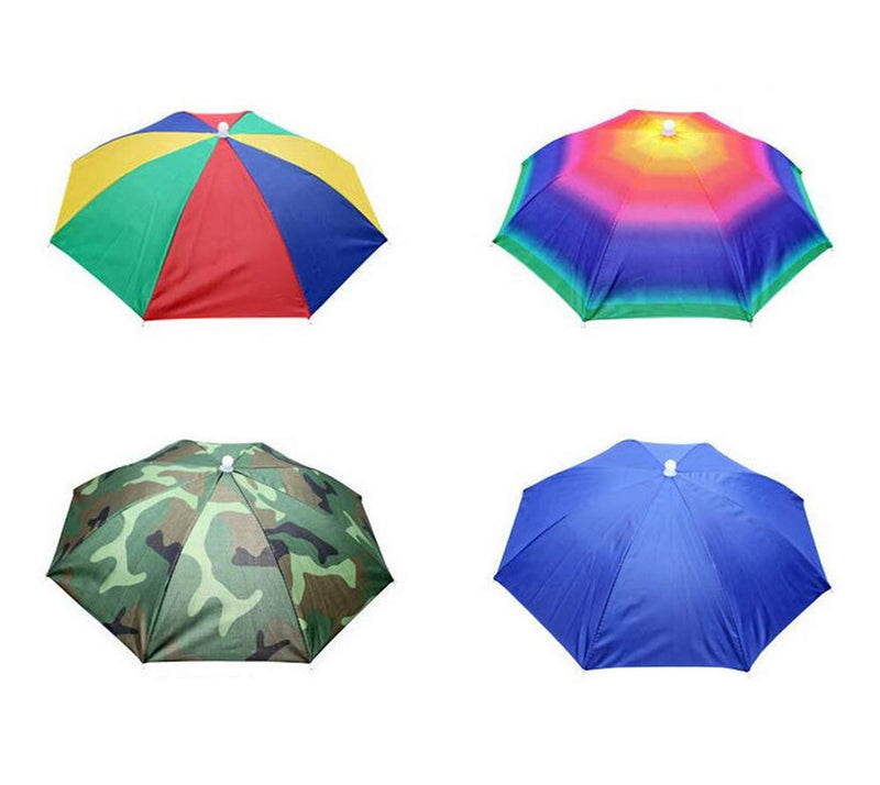 [AUSTRALIA] - Accinouter Umbrella Hat, Folding Headwear 26" Hands Free Sunshade Double Layer Protection Parasol for Fishing Gardening Beach Camping Party (RoyalBlue, 14.2"x26"x26" (Open) 14.2"x 2" (Fold)) 