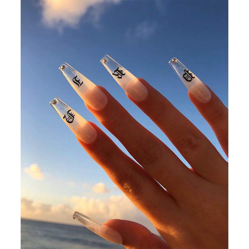 EBANKU 5colors Letter Nail Art Stickers 10 Sheets Letter Nail Stickers for Nails Old English Words Alphabet Nail Decals 5 Colors - BeesActive Australia
