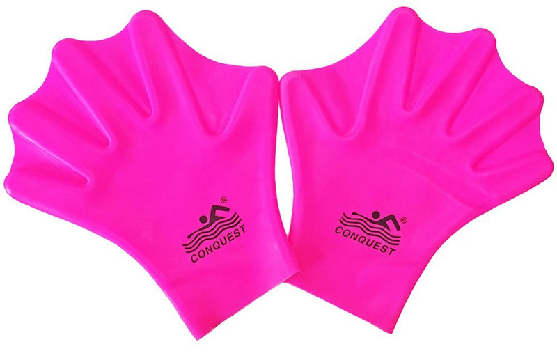 [AUSTRALIA] - OneMoreDealDirect OMDD Silicone Webbed Swimming Gloves Aqua Fit Swim Training Gloves Web Gloves for Swimming,Closed Full Finger Webbed Water Gloves for Unisex Kids,2PCS Pink 