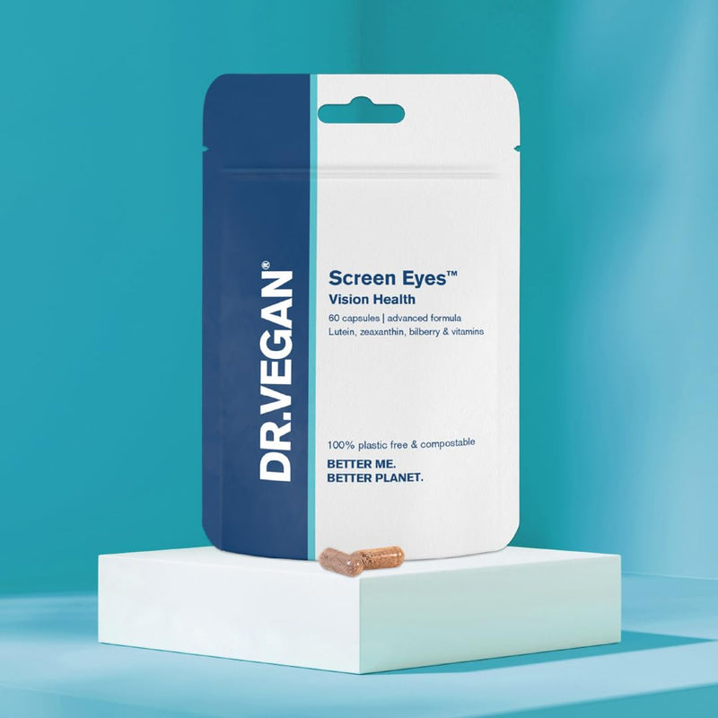 DR.VEGAN Screen Eyes | Vision Health, 60 Vegan-Friendly Capsules | Lutein (15mg), Zeaxanthin (2mg), Meso-zeaxanthing (10mg), Astaxanthin (2mg) and Bilberry (50mg) | Two-A-Day - 30 Day Supply - BeesActive Australia