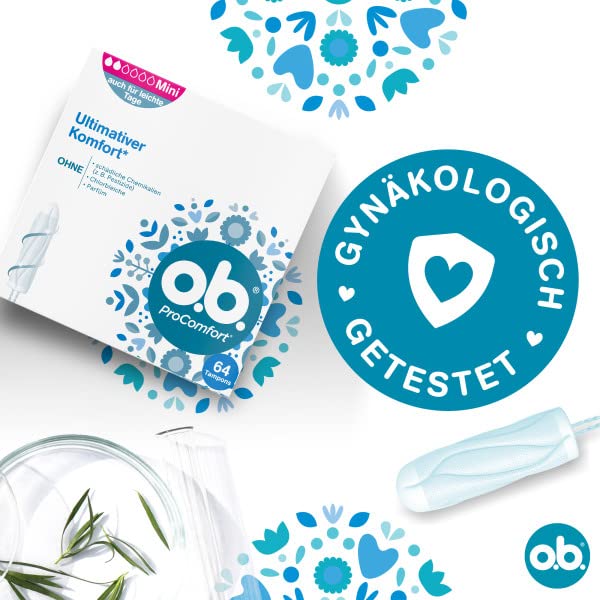 o.b. ProComfort Mini Tampons for Light/Medium Days, with SilkTouch Surface for Ultimate Comfort & Reliable Protection (64 Pack) - BeesActive Australia