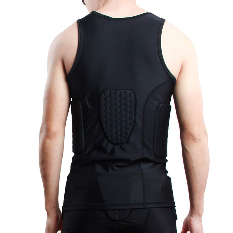 Minimal Men’s Padded Compression Shirt Sports Protective Vest Rash Guard Soccer Basketball Training Tank Top XL(Chest:34.25") - BeesActive Australia