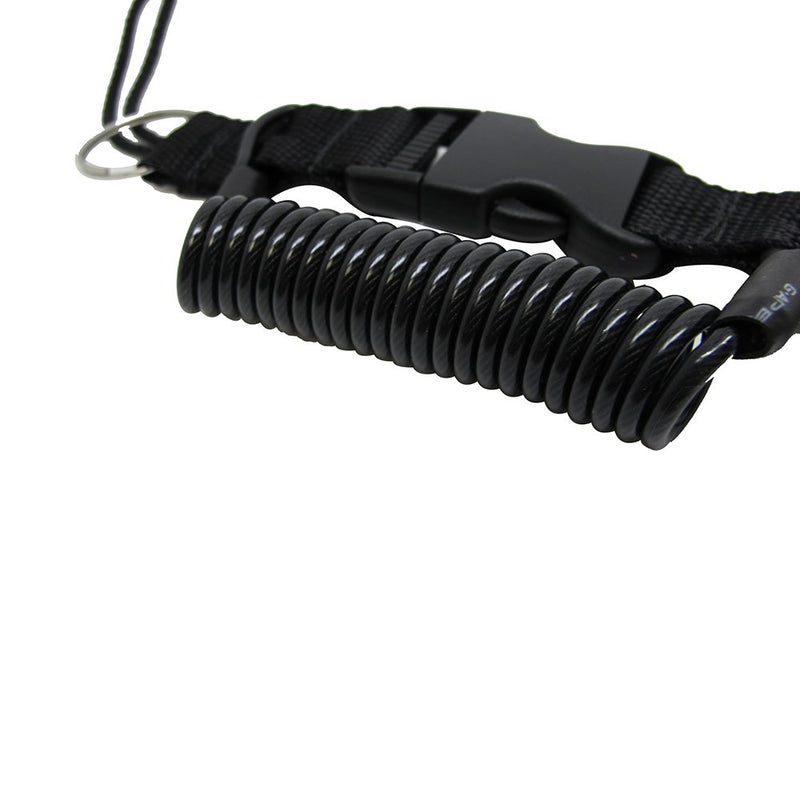 [AUSTRALIA] - Scuba Choice Diving Dive Black Snappy Coil Camera Lanyard Clip and QB Buckles, 1.3m Coil 