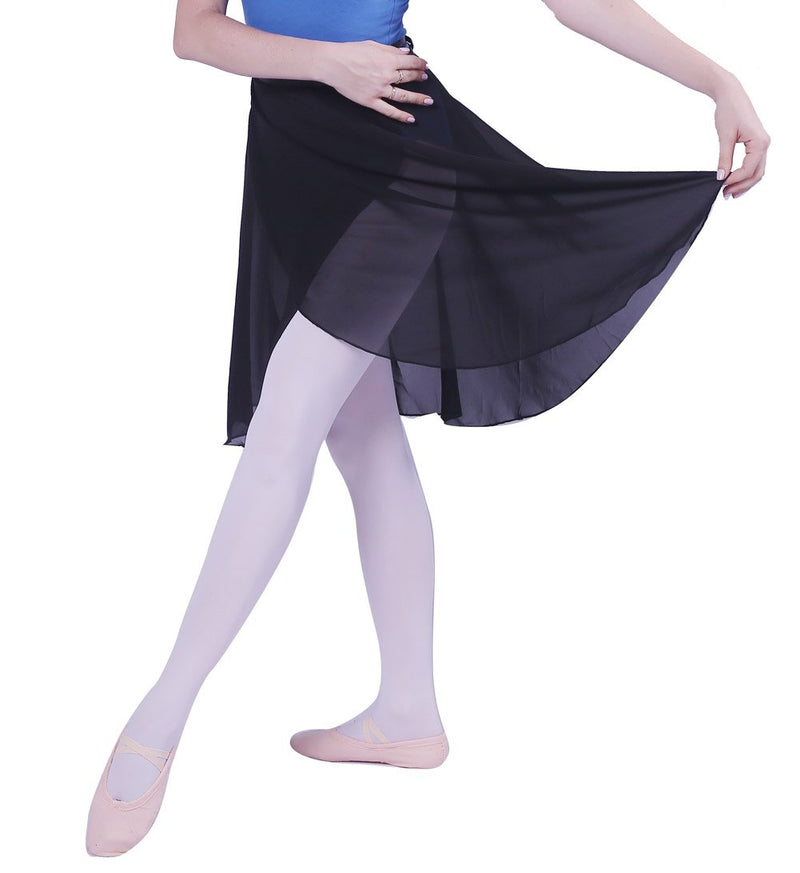 [AUSTRALIA] - woosun Adult Ladies Ballet Leotard Tutu Skirt Women Dance Wrap Over Scarf 60cm Length Skirt Chiffon Black 