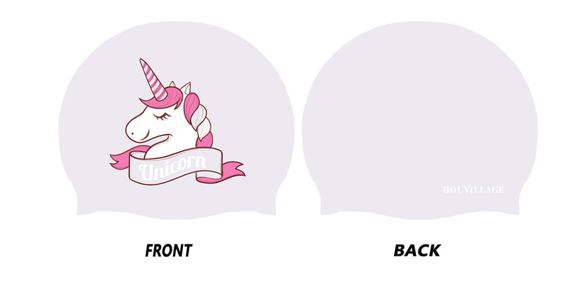 Houvillage Kids Swim Cap, 2 Pack, Silicone Children Swim Caps for Kid Toddler Boys and Girls, Fun Design Waterproof Junior Swimming Cap Pink and Blue Age 3-12 Unicorn Set W - BeesActive Australia
