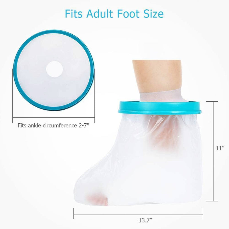 Waterproof Foot Cast Cover for Shower Bath, Foot Protector Adult Keep Ankle Leg Cast Bandage Dry, Watertight Shower Boot Bag for Broken Toe, Wound, Burns, Injuries, Reusable Plaster Seal Tight 11 Inch - BeesActive Australia