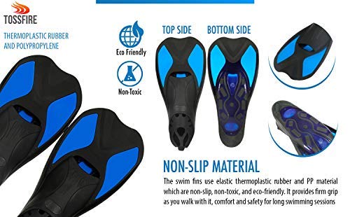 Comfecto Swimming Fins Short Floating Training Fins for Kids and Adults, Thermoplastic Rubber Pool Fins for Swimming Diving Snorkeling Watersports Blue XX-Small - BeesActive Australia