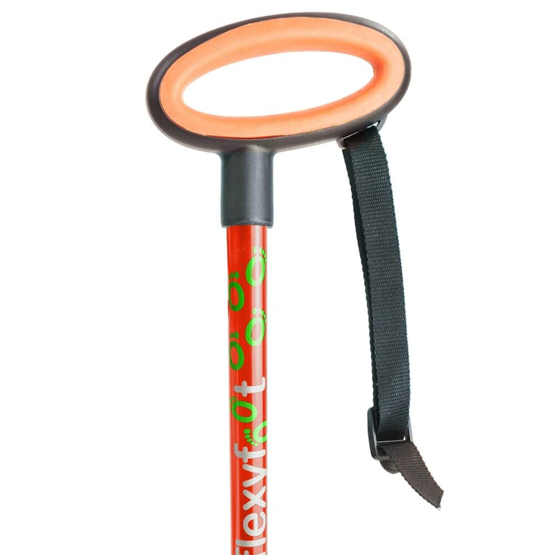 Flexyfoot Shock Absorbing Oval Handle Walking Stick - Improved Comfort, Improved Safety, Improved Grip – Colour: Red Single - BeesActive Australia