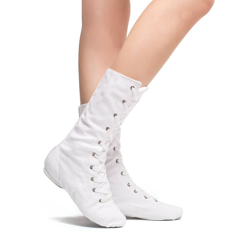 [AUSTRALIA] - MSMAX Adult Dance Boot Lace up Ballet Jazz Sneakers White 9 M US Women 