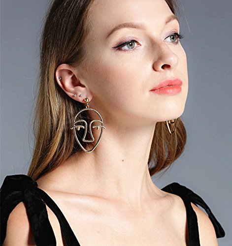 FXmimior Fashion Women Face Shapped Earrings Long Chain Drop Dangle Earrings Jewelry - BeesActive Australia