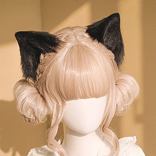Furry Cat Kitten Ear Hair Clips Clip on Cat Ears Headband For Cosplay Kitten Play Comicon Cosplay Petplay Fluffy Furry Cat Ears (black kitten ears) Black Kitten Ears - BeesActive Australia