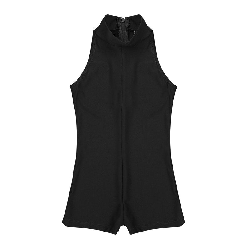 ACSUSS Kids Girls Sleeveless Zipper Back Mock Neck Ballet Gymnastics Leotard Biketard Bodysuit Jumpsuit Dancewear Black 3-4 - BeesActive Australia