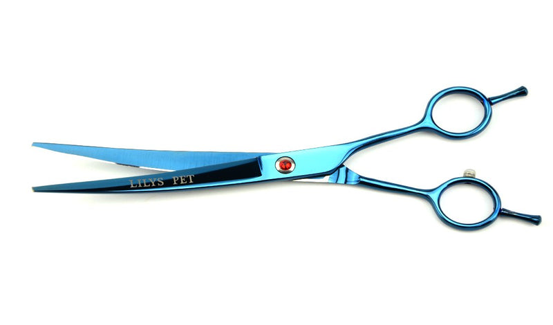 LILYS PET 8.0" Professional PET Grooming scissors Kit,CoatedTitanium,Sharp and Strong Stainless Steel Blade for Dogs Cats Hair Cutting,3 Pieces of Scissors with a Comb and a Case (Blue) - BeesActive Australia