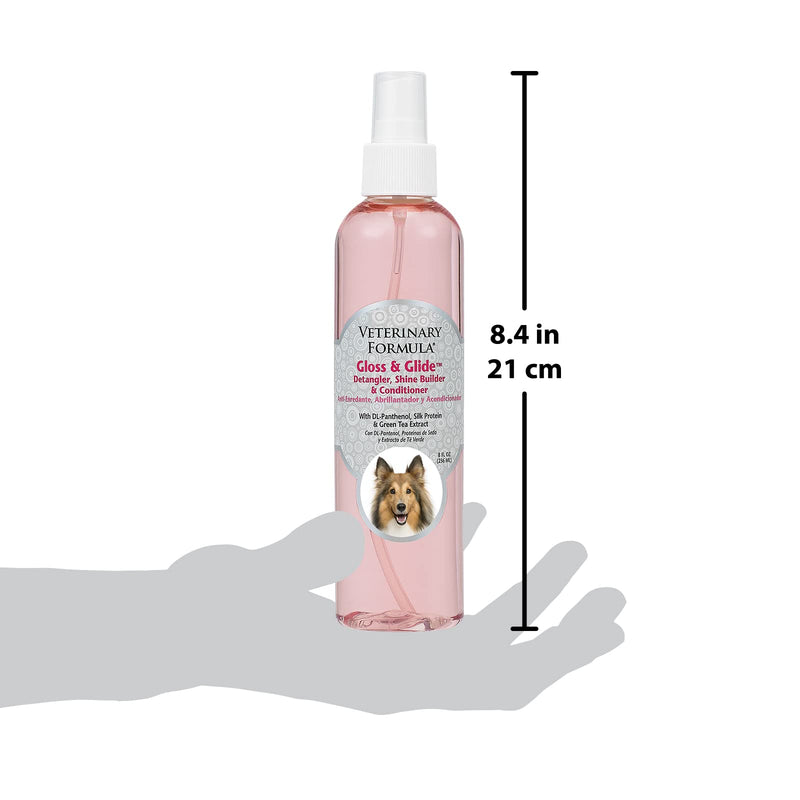 Veterinary Formula Solutions Gloss & Glide Detangler, Shine Builder, Conditioner Spray for Dogs – Quickly Detangles Matted Hair – With Silk Protein and Antioxidants (8 Fl. Oz.) - BeesActive Australia