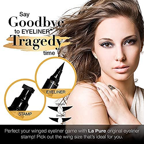 LA PURE Waterproof Eyeliner Stamp - 2 Wingliner Black Make Up Pens, Vamp Style Wing, Smudgeproof & Sweatproof, Perfect Cat Eye Look, Winged Long Lasting Liquid Eye Liner Pen, Eyeshadow, No Dipping… 10 mm - BeesActive Australia