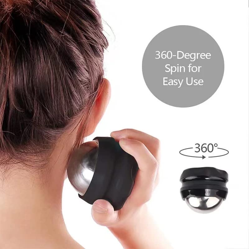 Stainless Steel Massage Roller Ball, Cryotherapy, Heat Therapy & Aromatherapy Manual Massager Roller Ball, Deep Tissue Massage. (Black) Black - BeesActive Australia