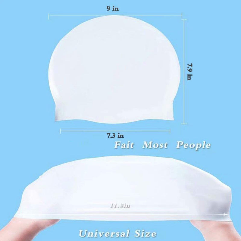 HuoLian Swim Cap Swimming Cap Silicone Swim Cap for Men Women Kids Boys Girls for Long Hair White/Black - BeesActive Australia