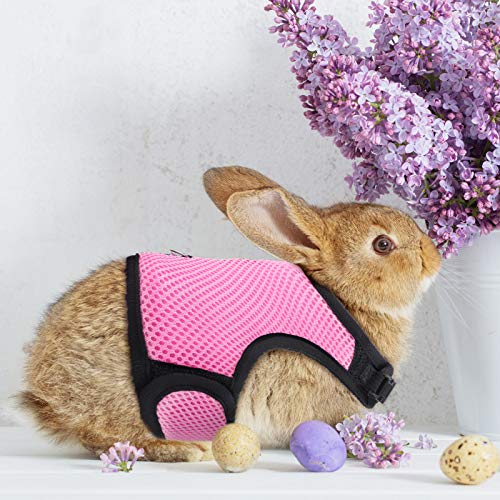 SATINIOR 2 Pieces Bunny Rabbit Harness with Leash Cute Adjustable Buckle Breathable Mesh Vest for Kitten Puppy Small Pets Walking Medium Blue, Pink - BeesActive Australia