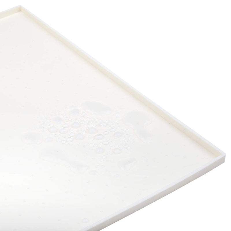 AMZNOVA Dog Feeding Mat, Silicone Pet Food Mat, Food Grade Waterproof Anti-Messy Raised-Edges Mat for Puppy Kitty Dog Cat L: 24x16inch Ivory - BeesActive Australia